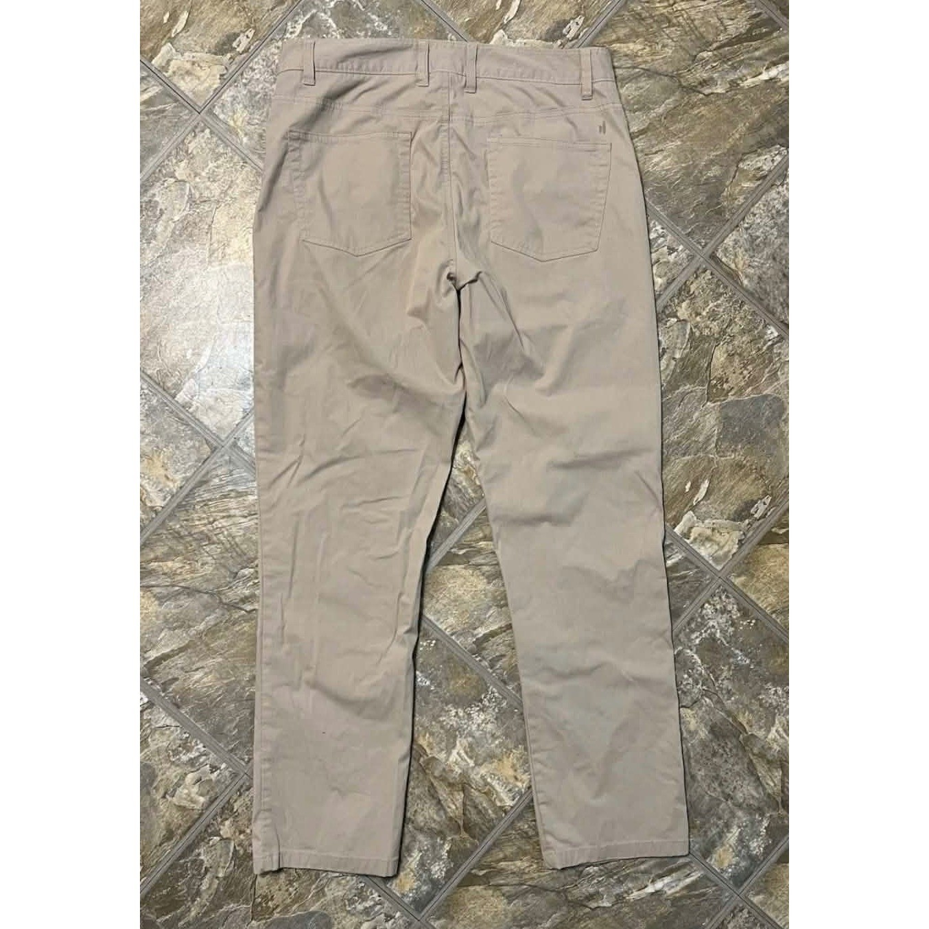 Johnnie-O Prep-Formance Pants Mens 34×32 Tan 5-Pocket Tech Stretch