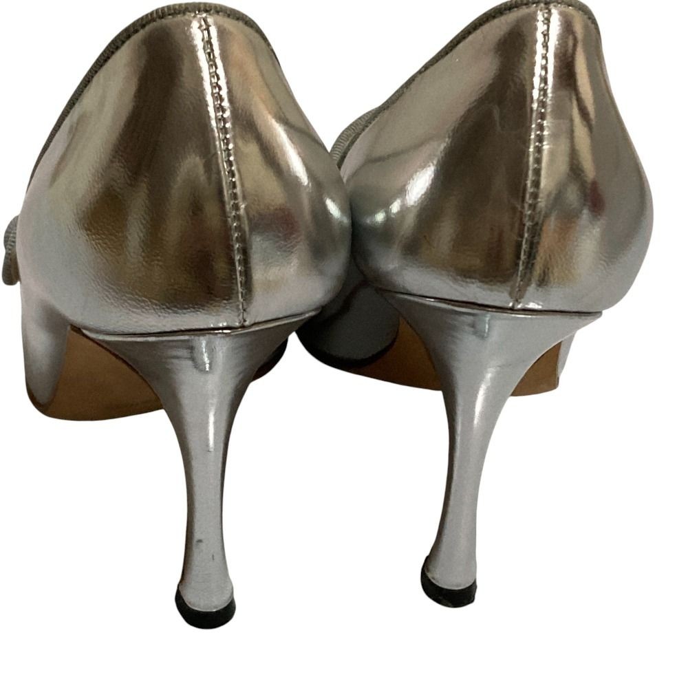 Manolo Blahnik Mary Jane Open Toe Pumps Silver Women’s Size EU35/US5