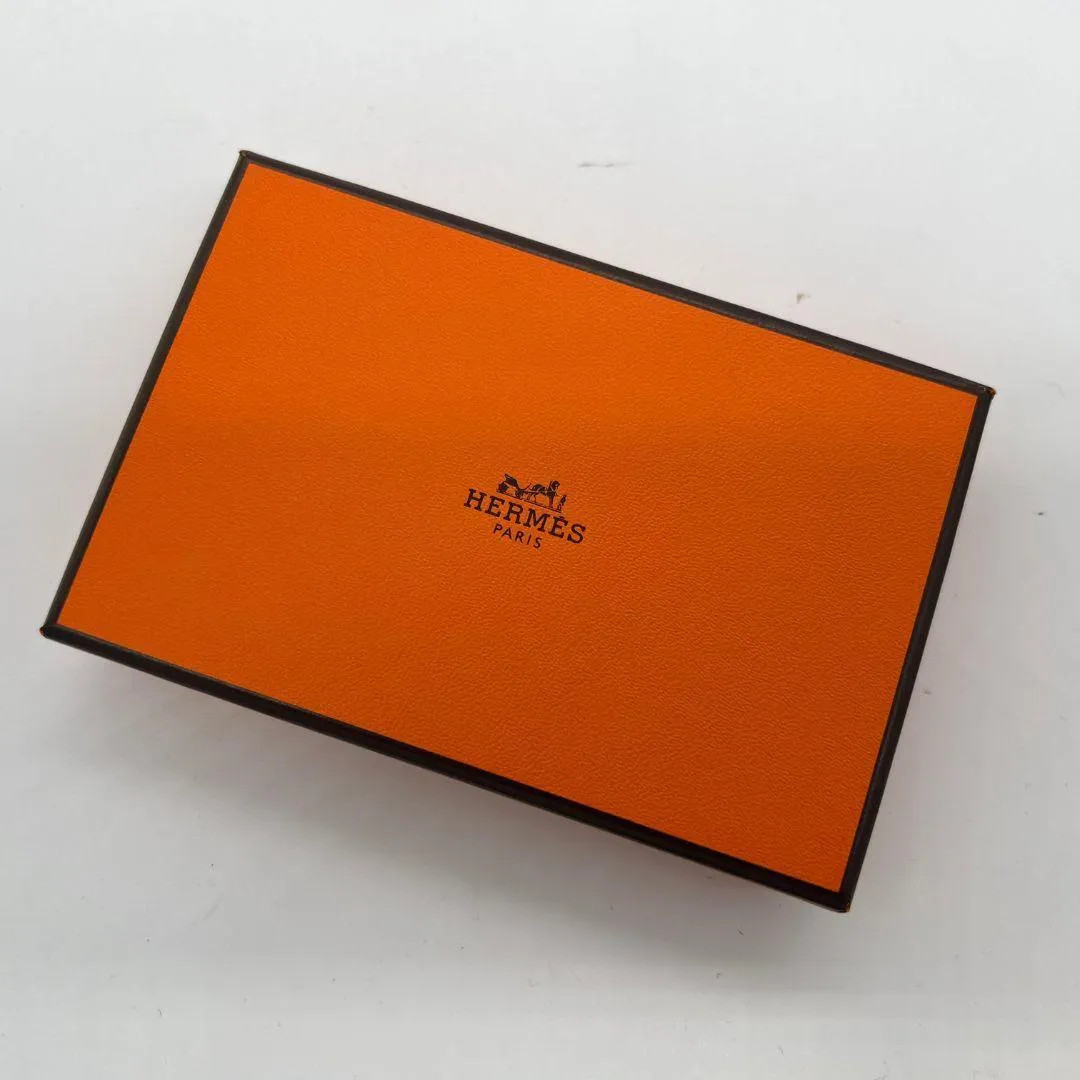 HERMES Calvi Duo Card Case Coin Purse Bordeaux Leather