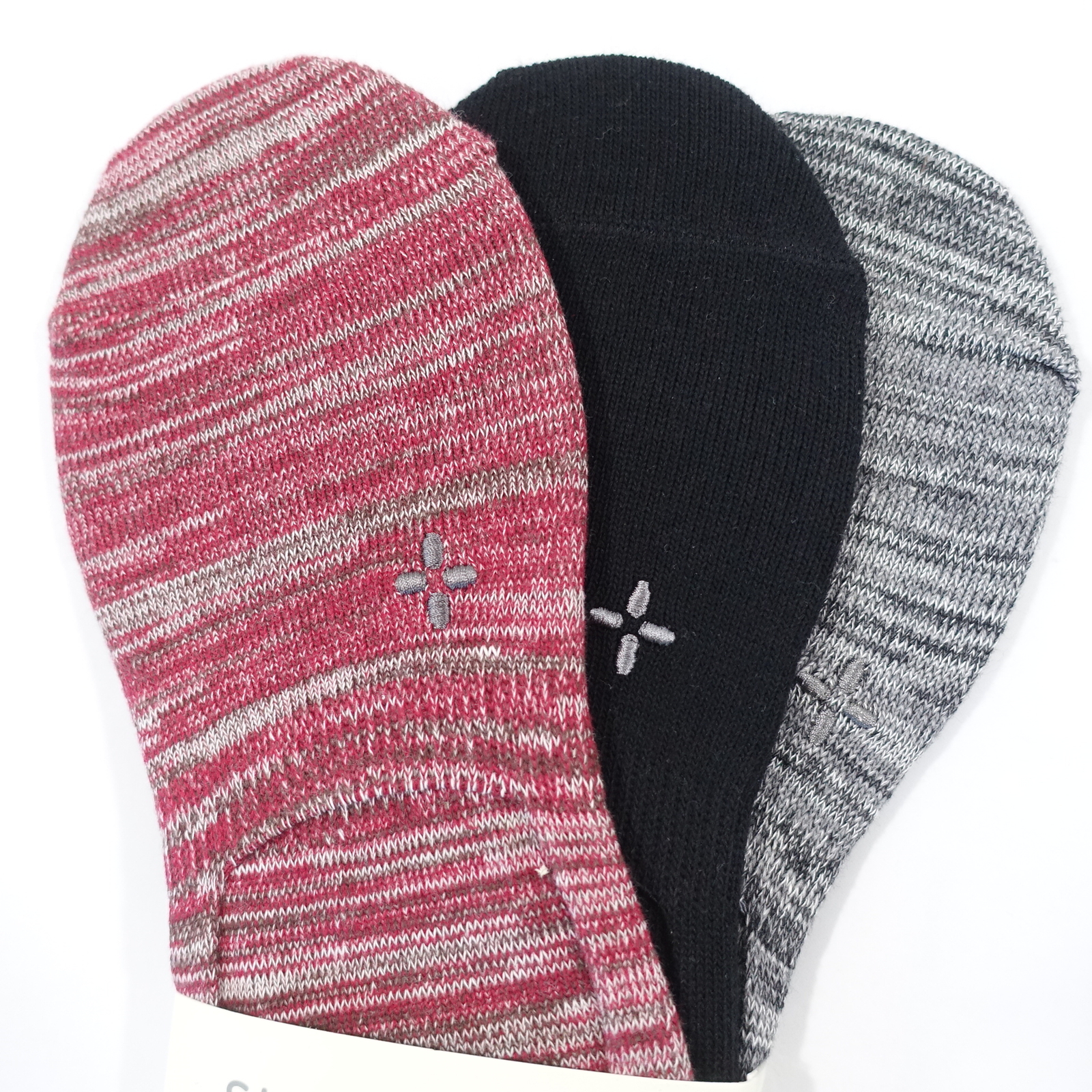 SUN STONE REPREVE RED HEATHER BLACK GRAY 3 PACK NO SHOW LOAFER SOCKS MENS NEW
