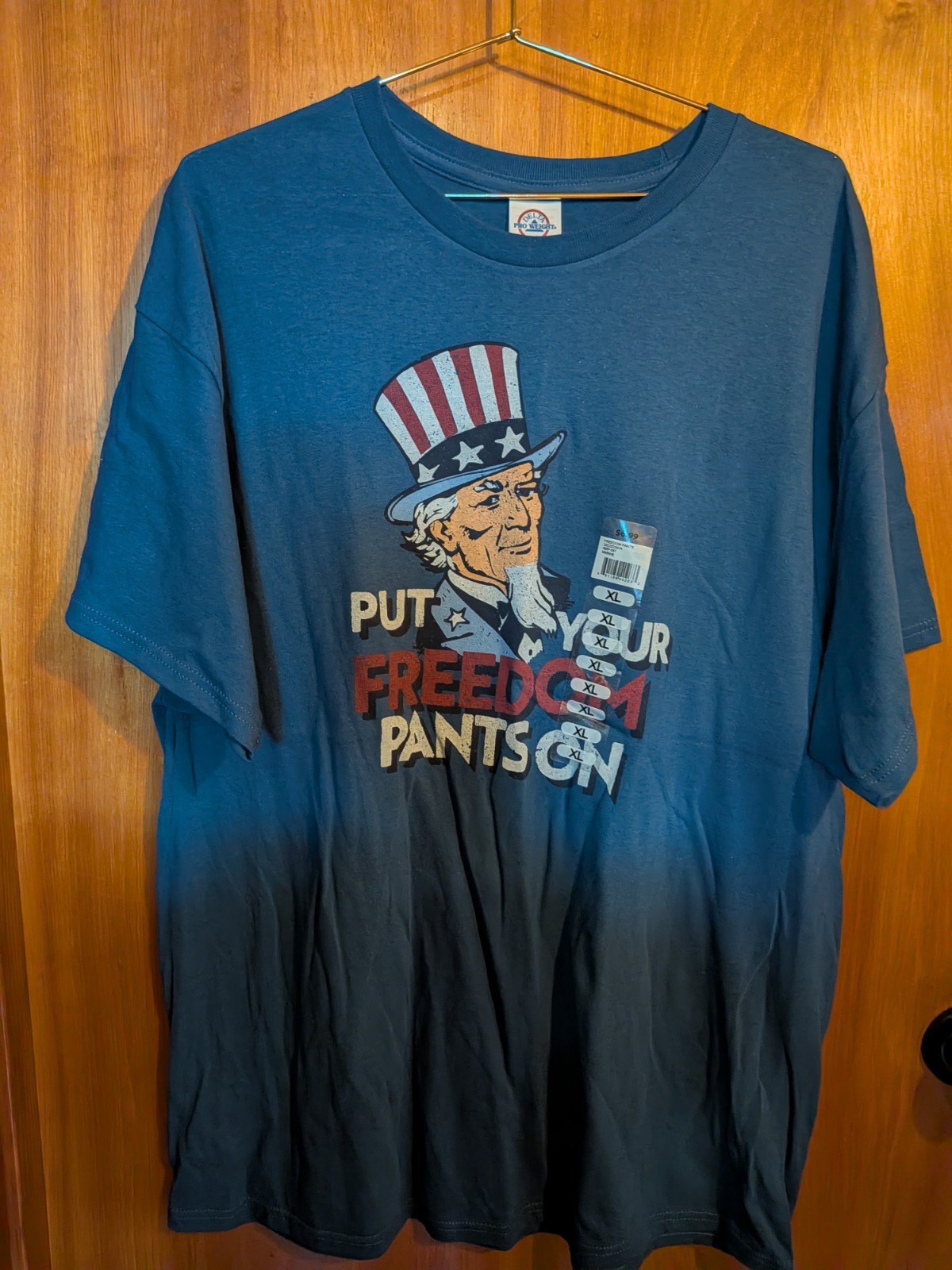 Delta Pro Weight Pro Weight XL Blue Cotton Uncle Sam Patriotic Graphic Tee