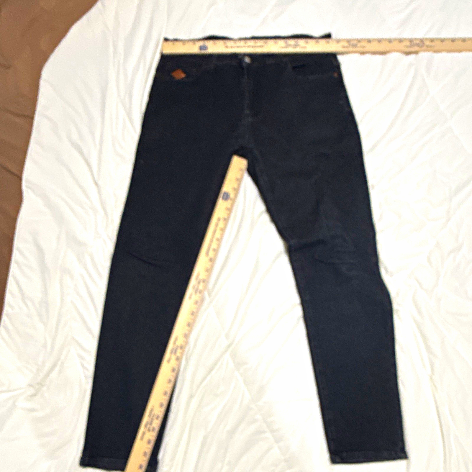 FWOE Men’s Black Dark Wash Denim Stretch Skinny Jeans Slim Fit Mid Rise 5-Pocket