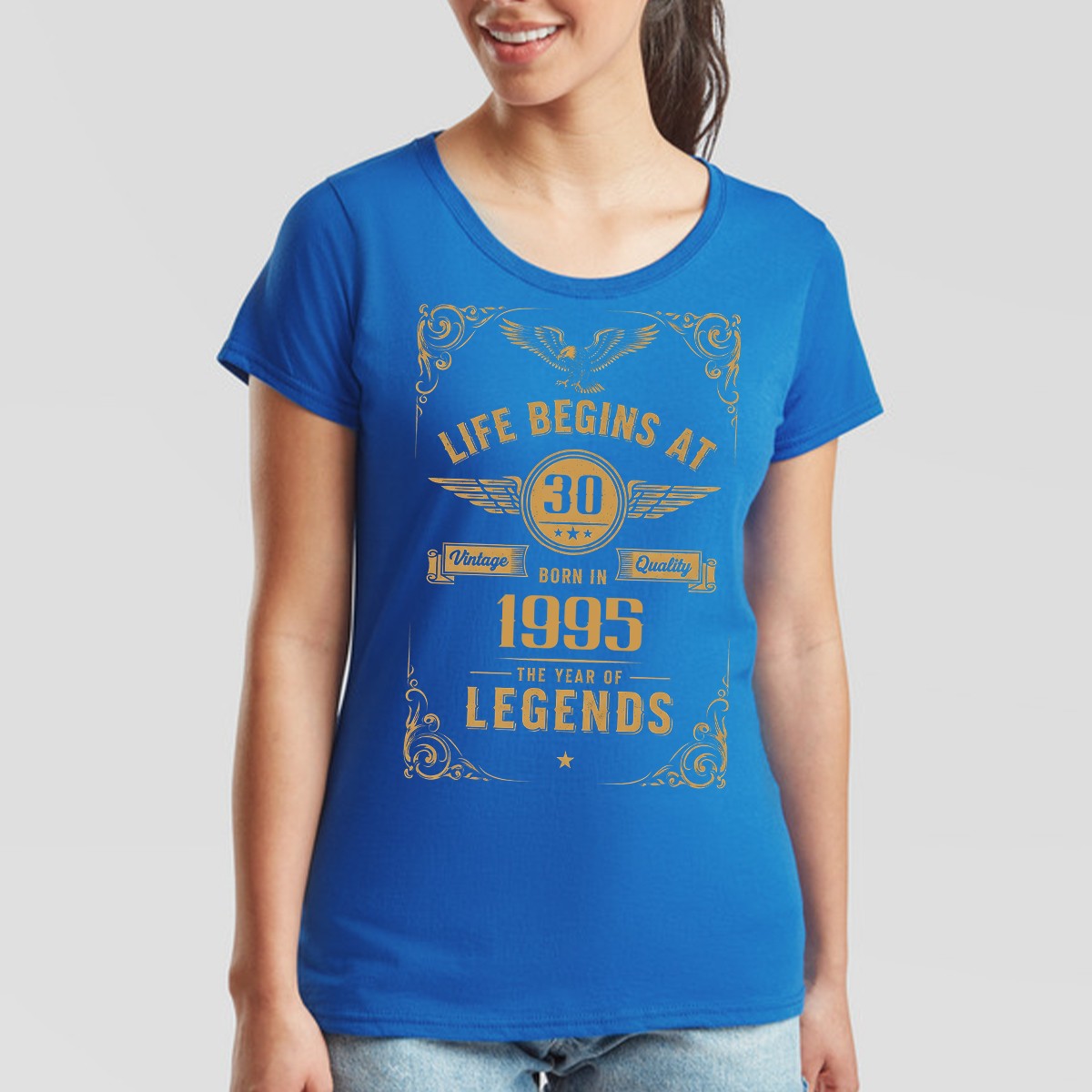 Life Begins At 30 Born In 1995 Womens T-Shirt 30th Birthday Legends Tee
