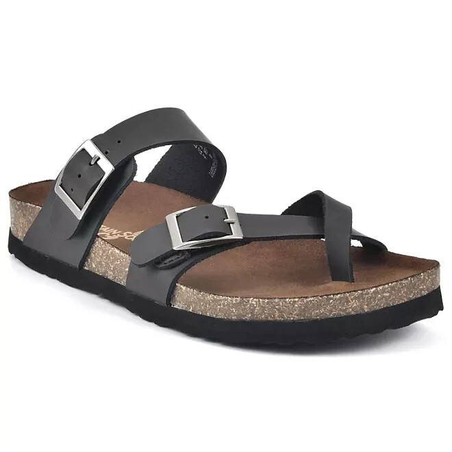 Mountain Sole Ladies Leather Sandal Size 6 Black