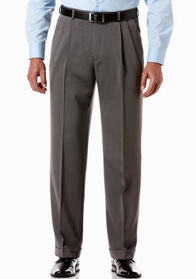 Haggar mens dress pants Gray 36×32 classic fit WPL386 Pleated Cuffs work office