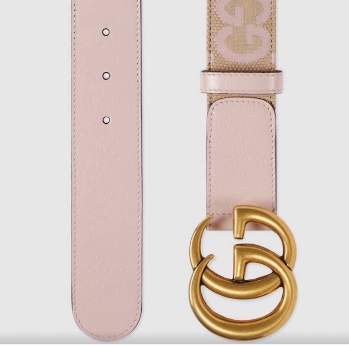 Gucci Women’s GG Marmont Jumbo GG Belt Beige/ Light Pink Size 75cm 30 in