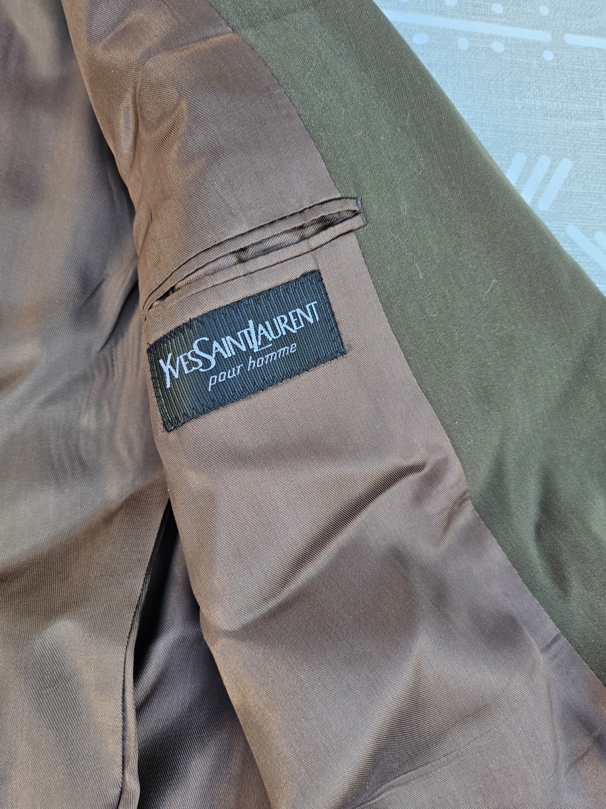 Vintage 90s Y2K 2000s Yves Saint Laurent Pour Homme Mens 2 piece Olive Suit