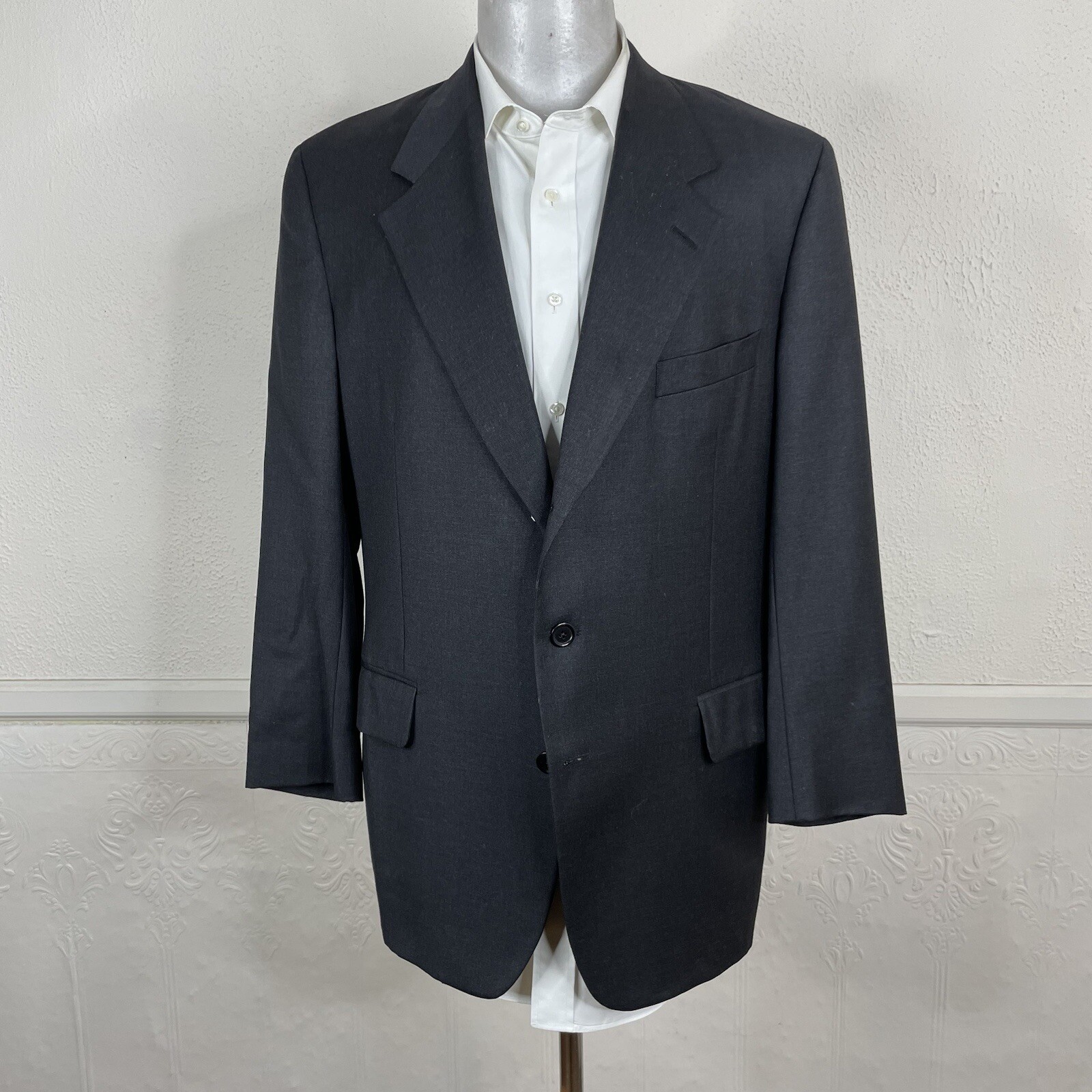 Samuelsohn Blazer Jacket Mens 42R Solid Dark Gray Dormeuil Amadeus