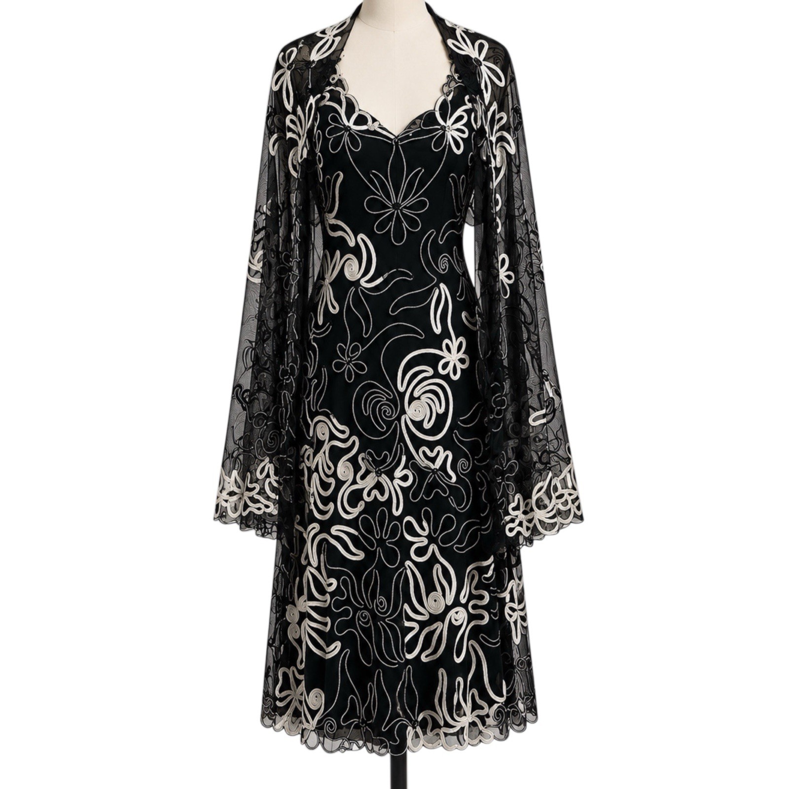 Phase Eight Dress & Shawl Set Uk 14 Applique Detail Wedding Cruise Races
