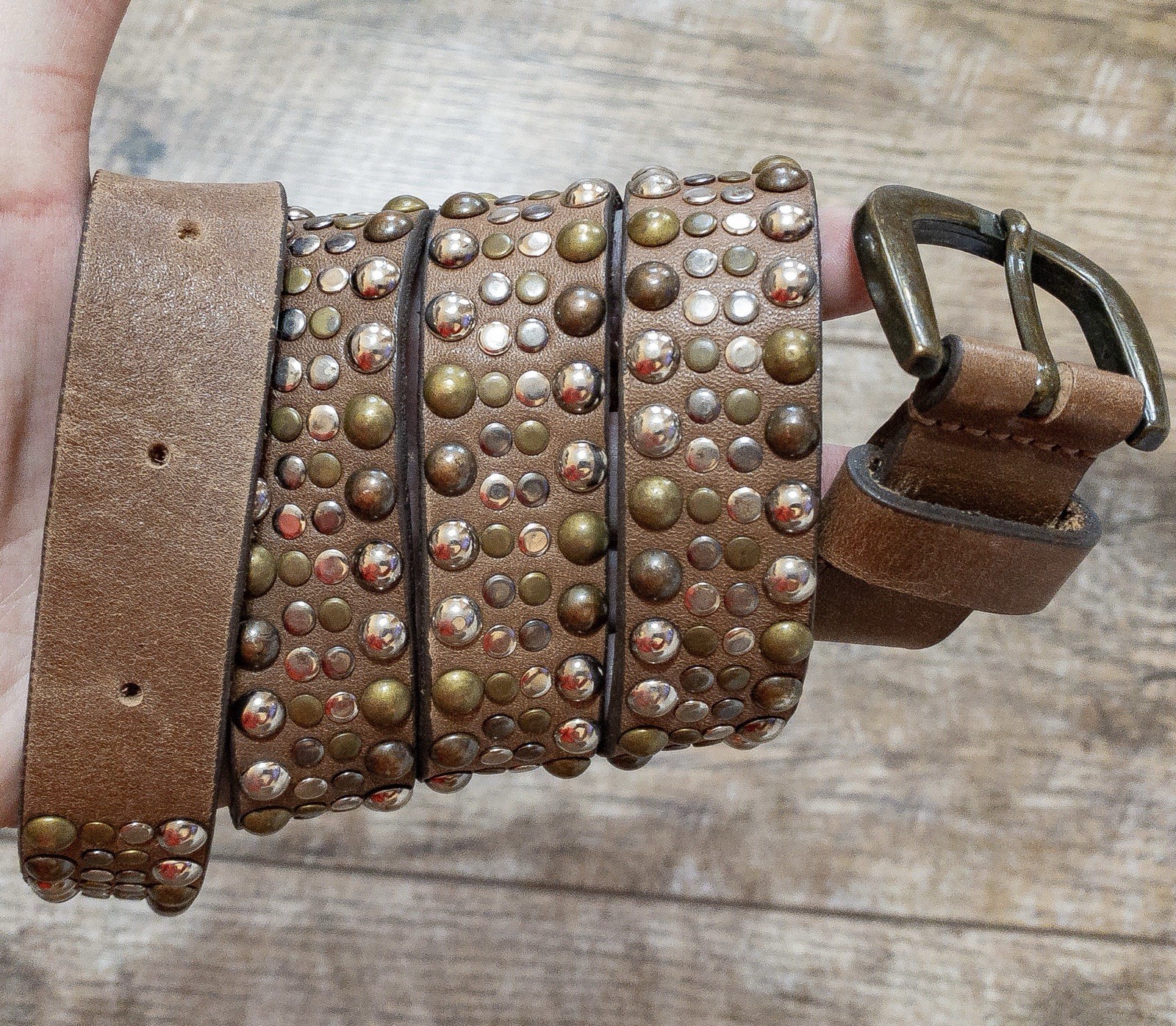 Vintage Y2K Studded Leather Belt Japanese Style Motorcycle Biker Punk 90s 00s