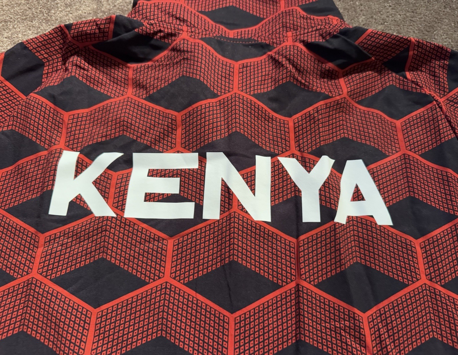 NWOT Nike Kenya Track & Field Podium Jacket Sz L Red All Over Print AOP New