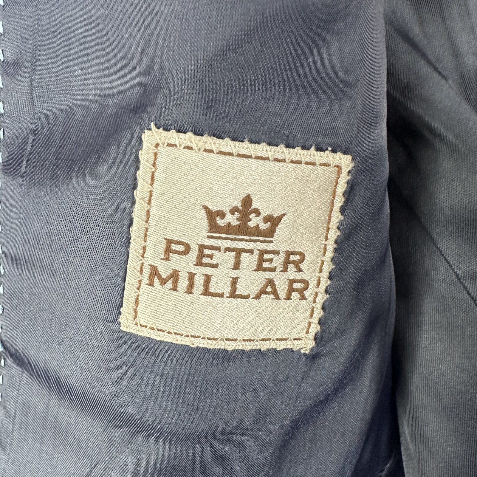 Peter Millar Blazer Mens 42R Navy Blue Solid 2 Button 100% Wool Canvased Jacket