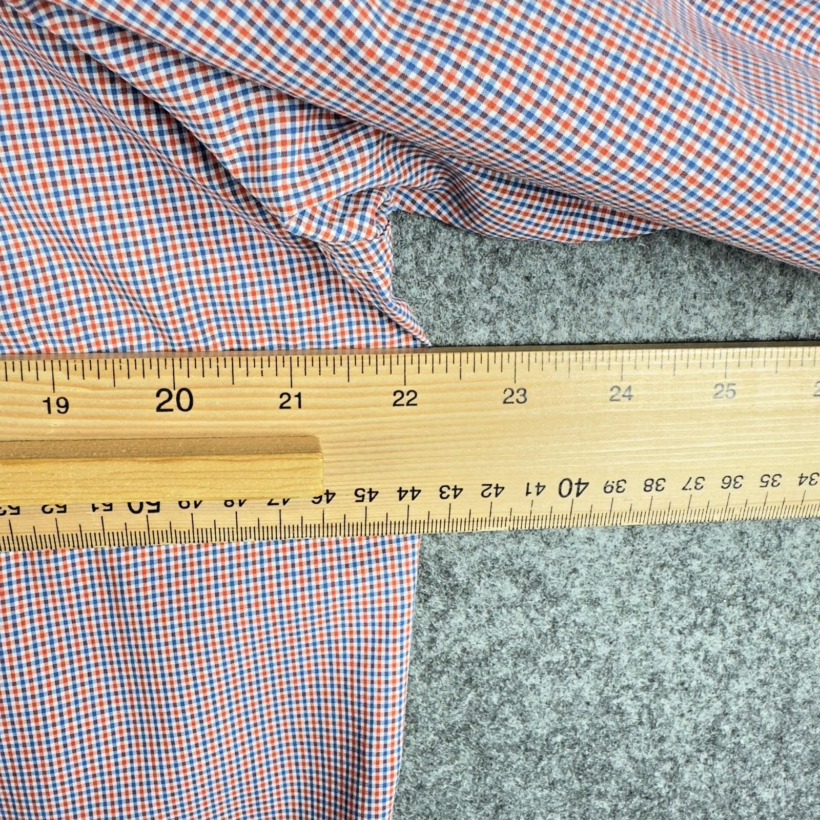 GANT Broadcloth Shirt Mens Medium Orange Check Regular Fit Preppy Smart Casual