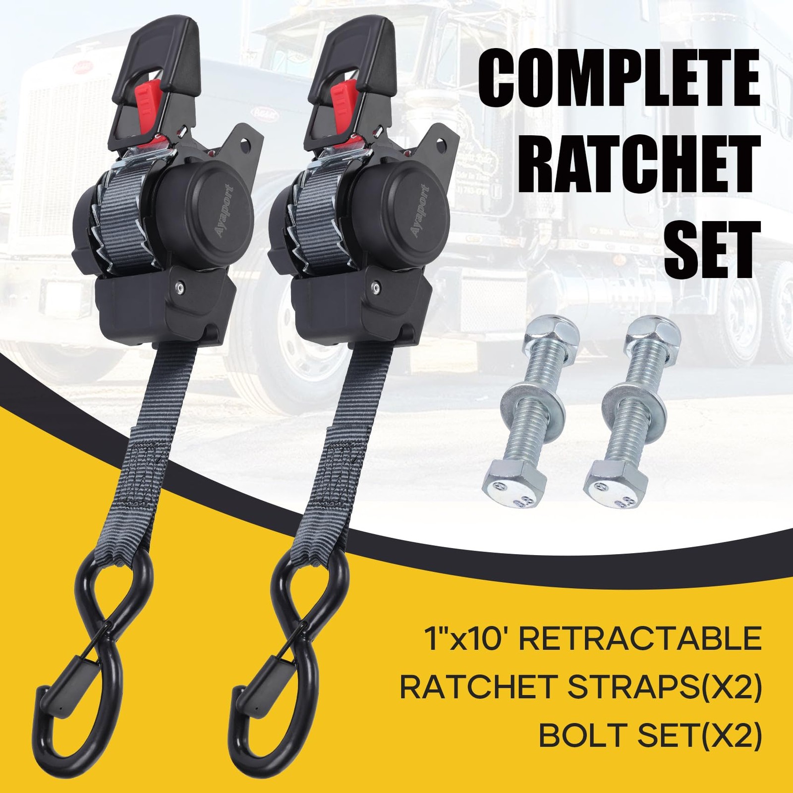 Ayaport Retractable Transom Tie Down Straps 1in X 10ft Tie Down Straps to Traile