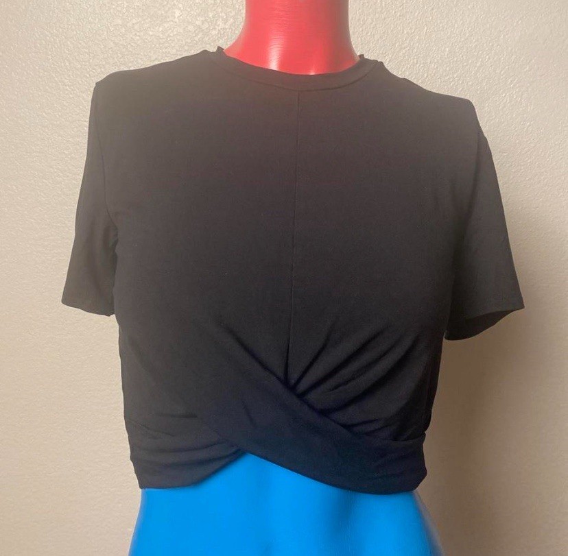 H&M Divided Black Twist-Front Festival Goth Crop Top – Size M