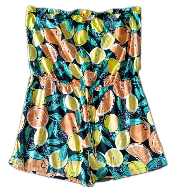 Ladies Orange Lemon Print Bandeau Playsuit Size XL