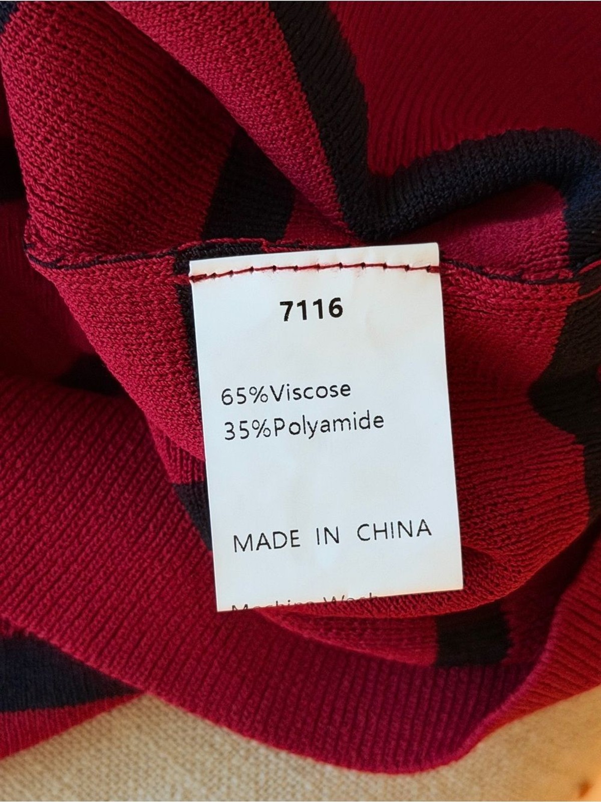 PrettyGarden Red Black Striped Pearl Button Knit Cardigan Top L