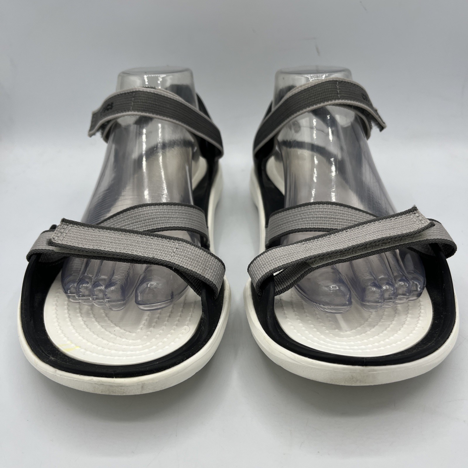Crocs Swiftwater Webbing Sandals Womens 10 Black White Ankle Strap Comfort