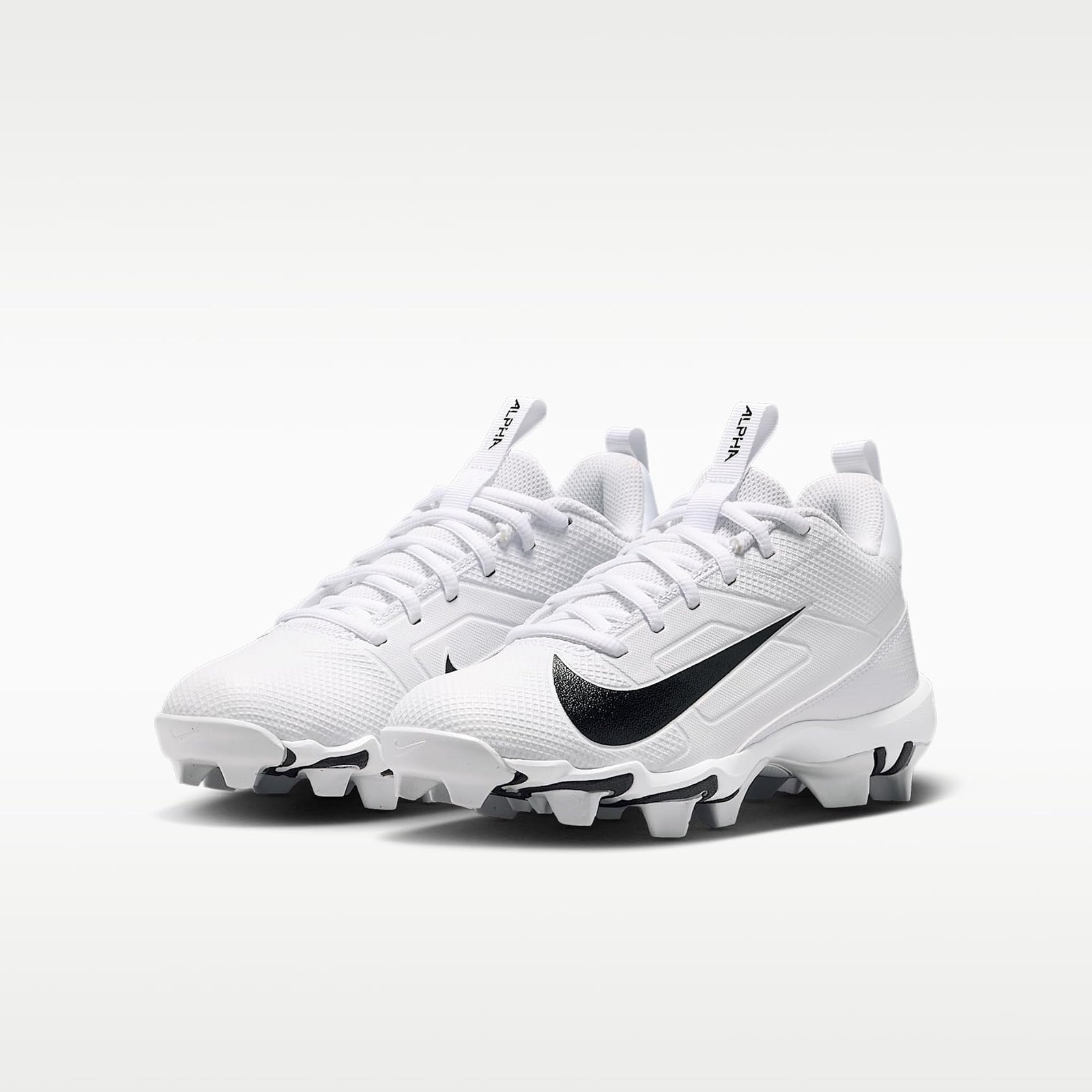 Nike Alpha Menace 4 Shark Big Kids’ Football Cleats – White/Black – 3.5