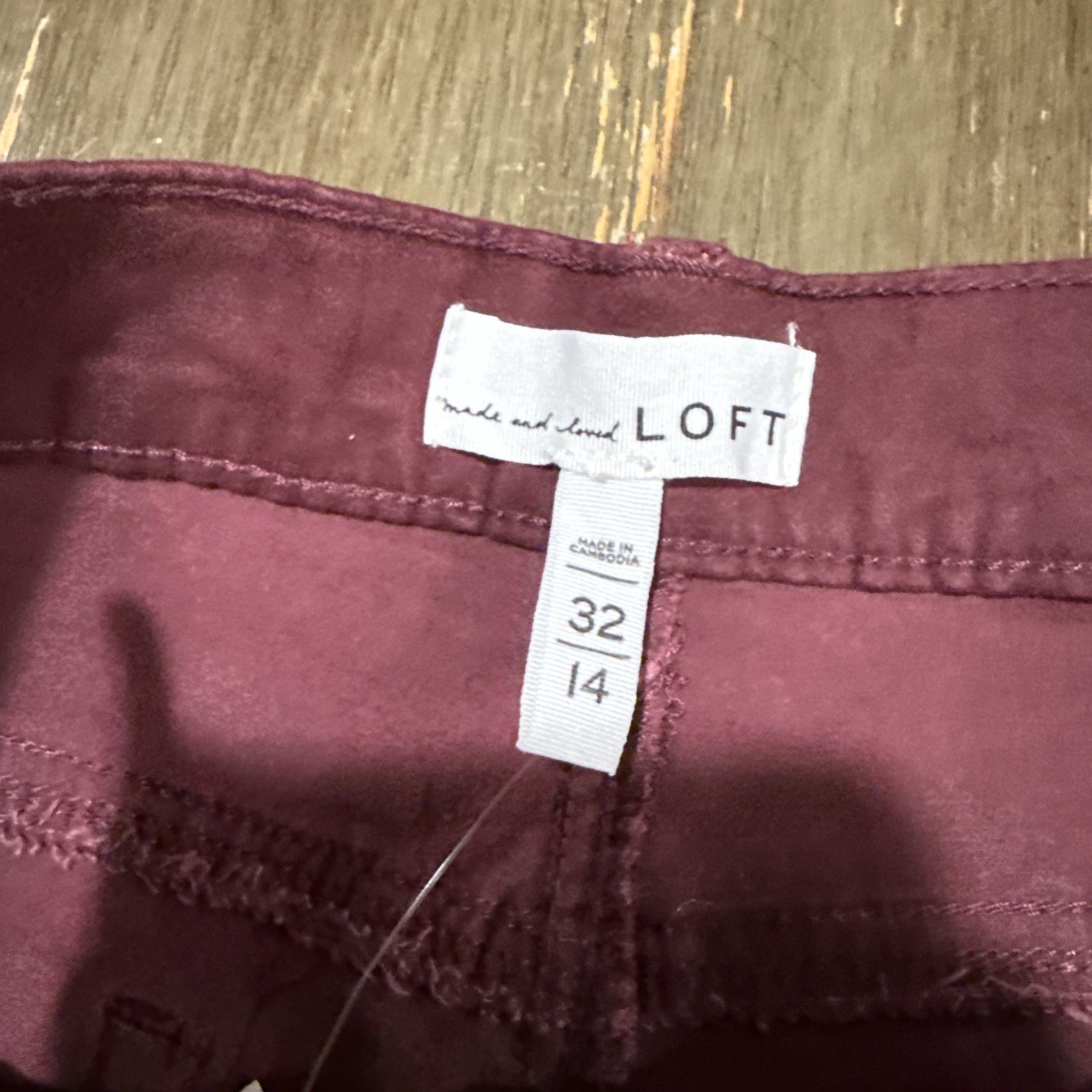 Loft Brand Regular Skinny Jeans Size 32/14 Burgundy Wine Mid Rise