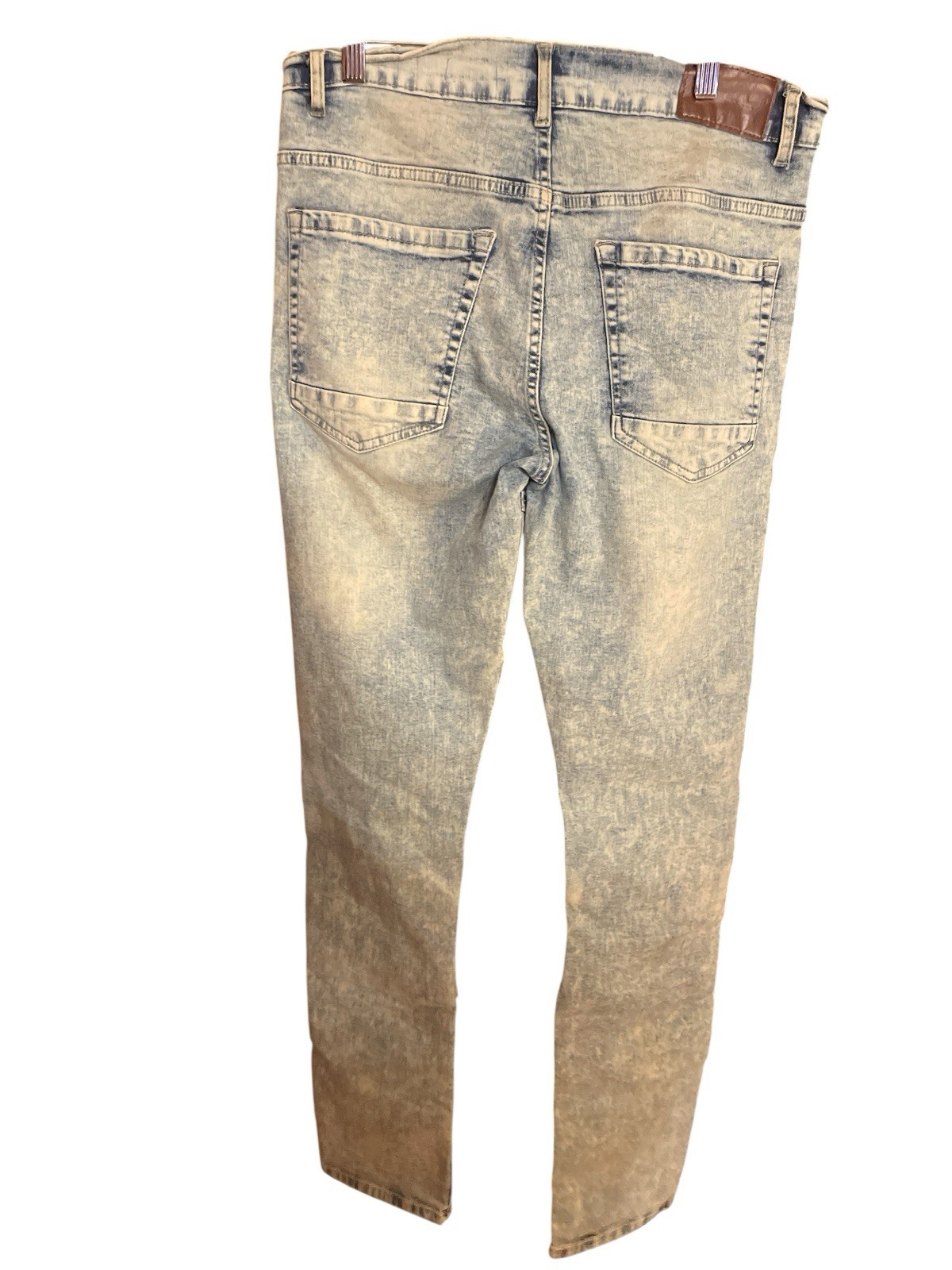 Dash American Light Acid Wash Biker Jeans Distressed Moto Strap Men’s 34×32