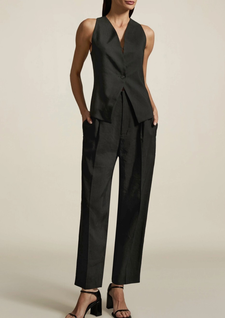 Kallmeyer New York: Dauphine Vest in Black Deadstock Linen
