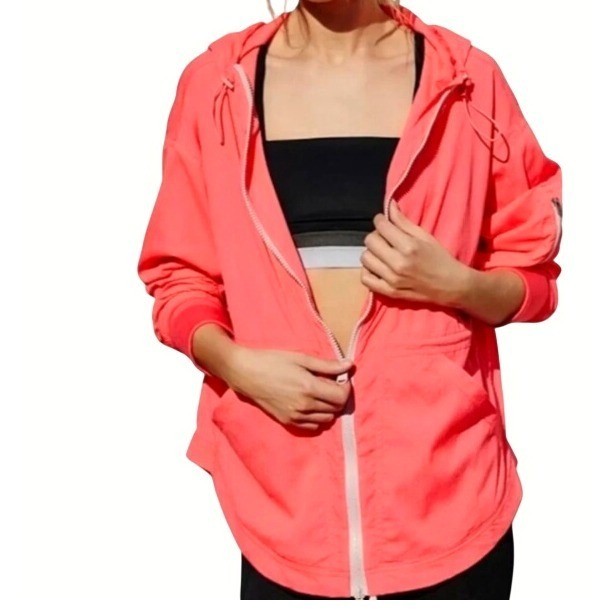 Free People Movement Pink Vivid Coral Run Wild Athletic Windbreaker Jacket S
