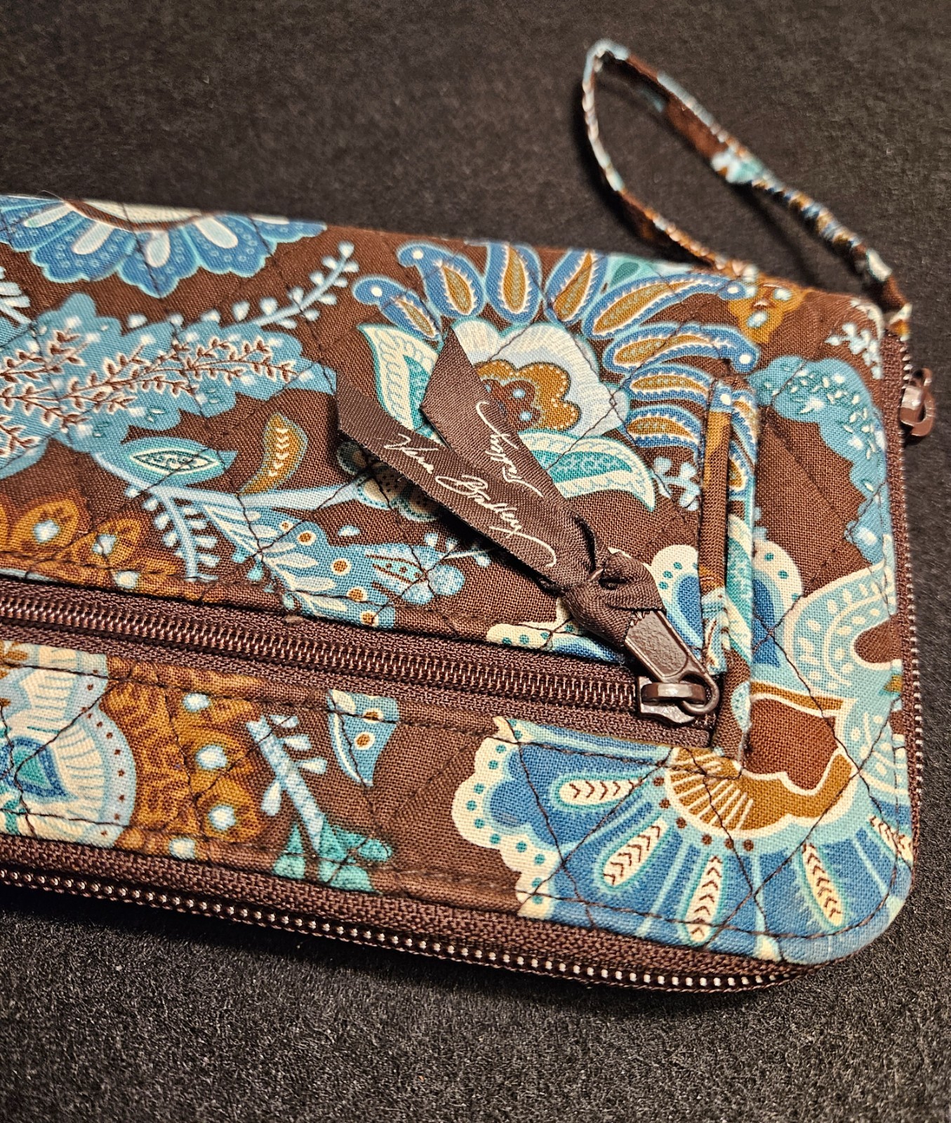 Vera Bradley Wristlet Wallet in Retired Pattern Java Blue Zipper Bag