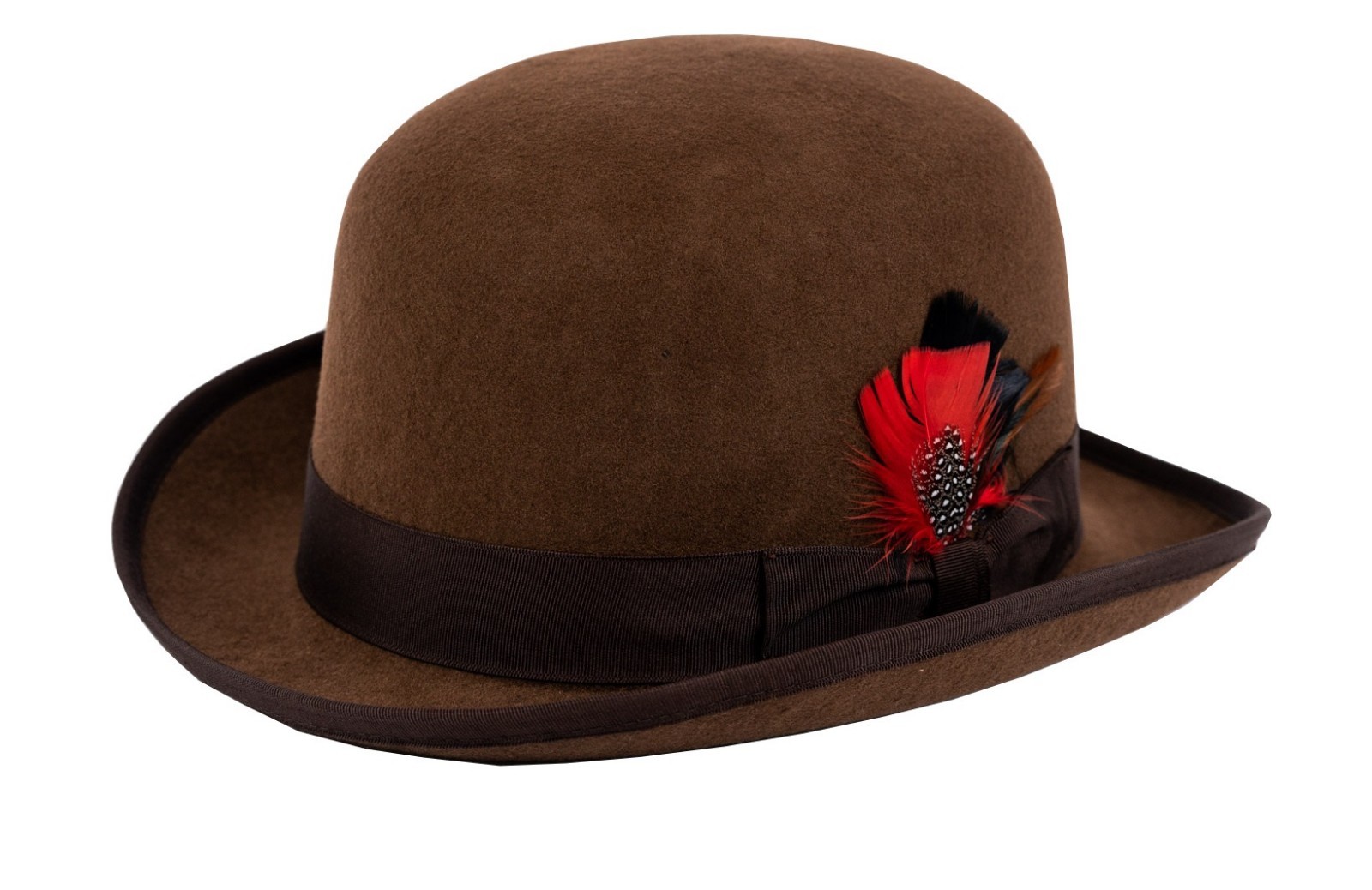 Different Touch 100% Wool Felt Derby Bowler with Removable Feather Fedora Hats