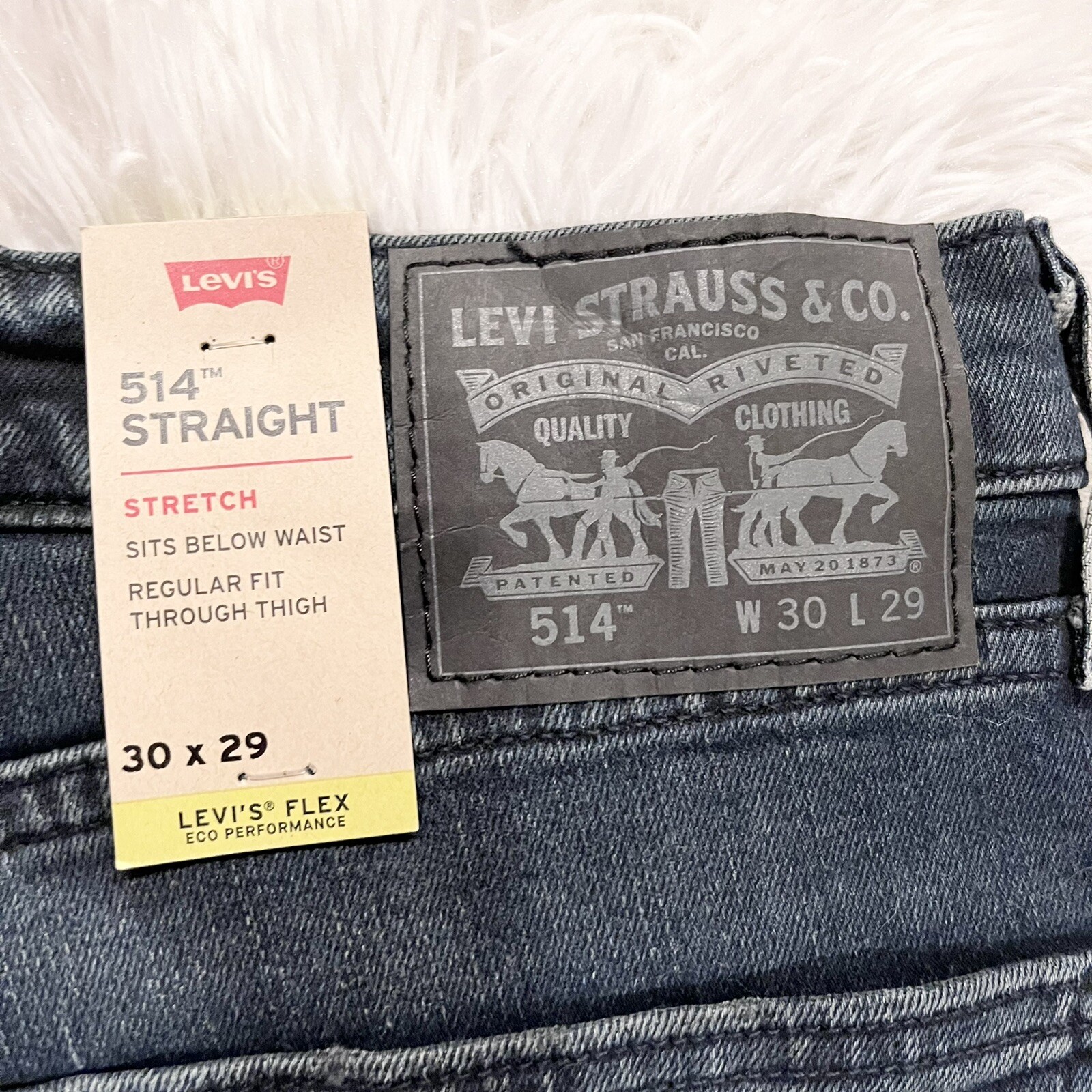 LEVI’S 514 Straight Leg Stretch Flex Eco Performance Dark Wash Blue Jeans 30 NWT