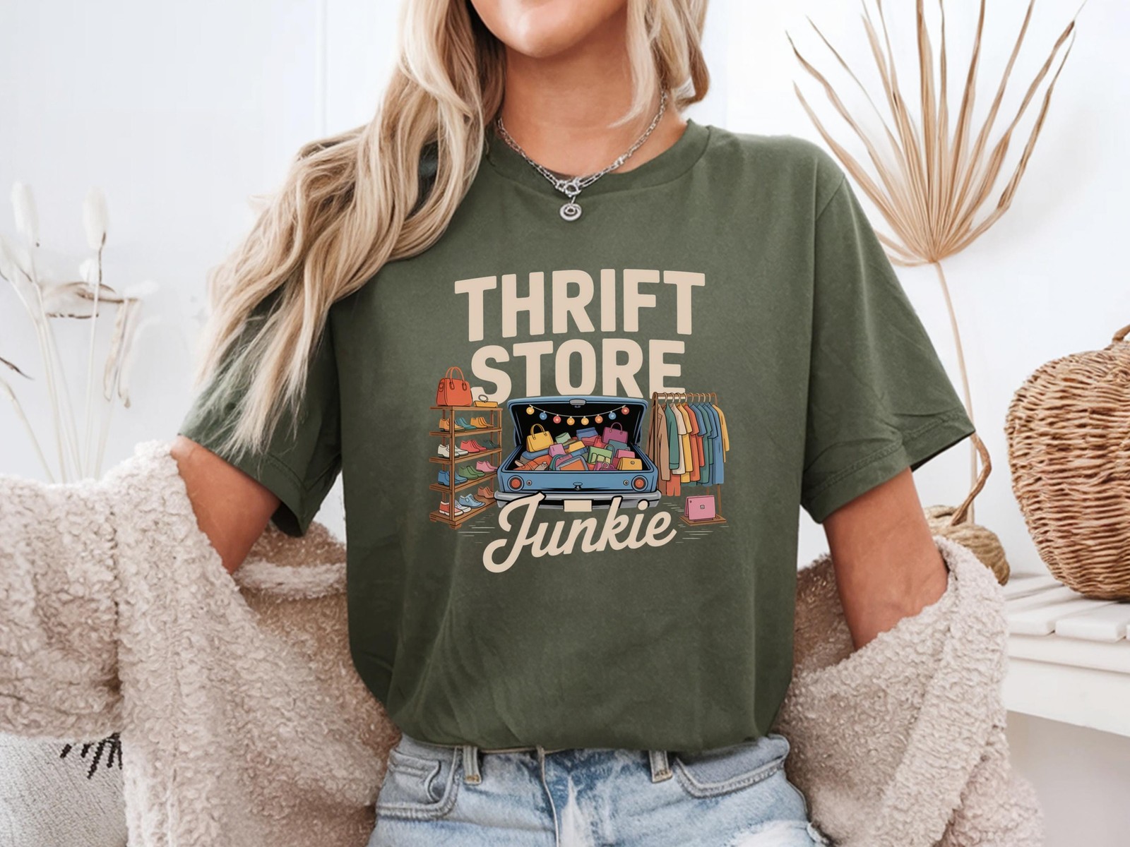 Thrift Store Junkie Shirt Thrifting Lover Gift Yard Sales Tee