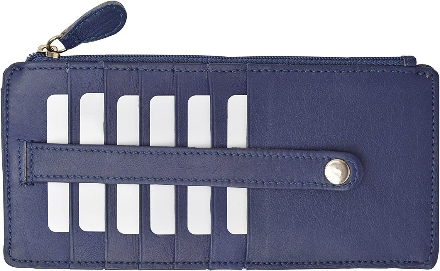 Cavelio Leather Thin Vertical Stacker Card Case Wallet with ID Window