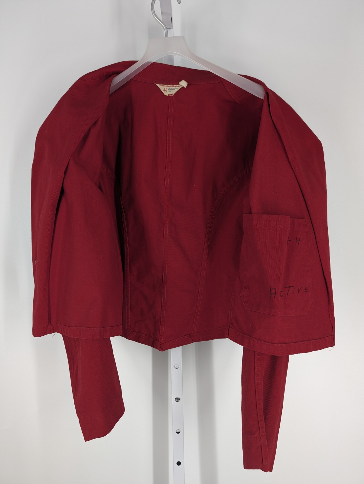 Vtg 60s 70s Twill Denim Red Tuxedo Service Jacket 44 Sanforized Cotton Canvas