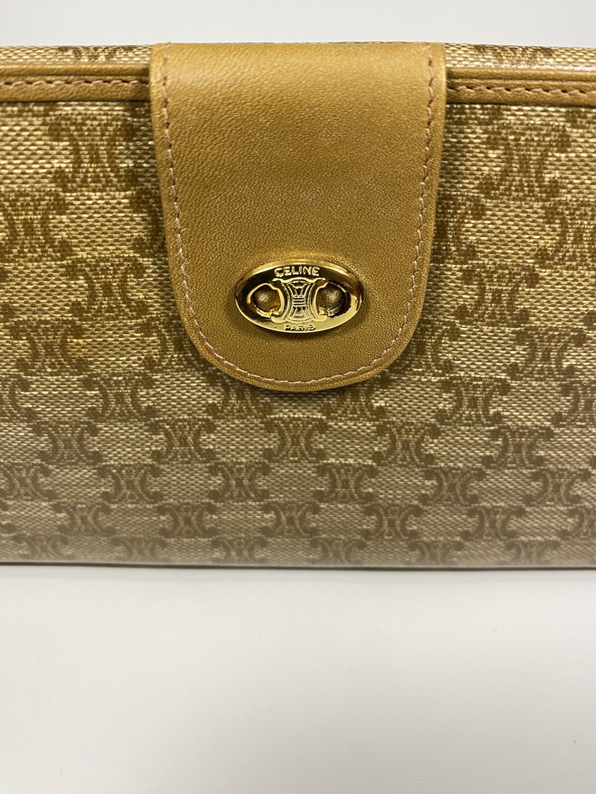 CELINE Rare Long Wallet Logo Triomphe Macadam Canvas Leather Made in Italy