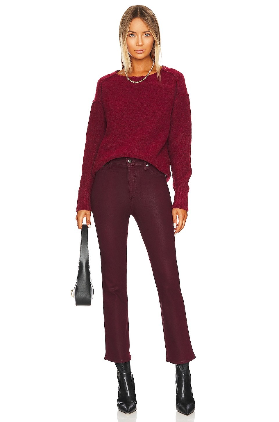 Pistola Burgundy Coated Cropped Ankle Pants Size 32 NWT Wine 5-Pocket