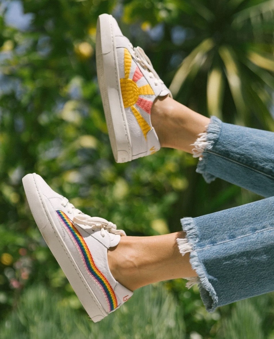 Soludos The Ibiza Classic Sneaker Oasis White/Rainbow Wave-CHOOSE SIZE-BRAND NEW