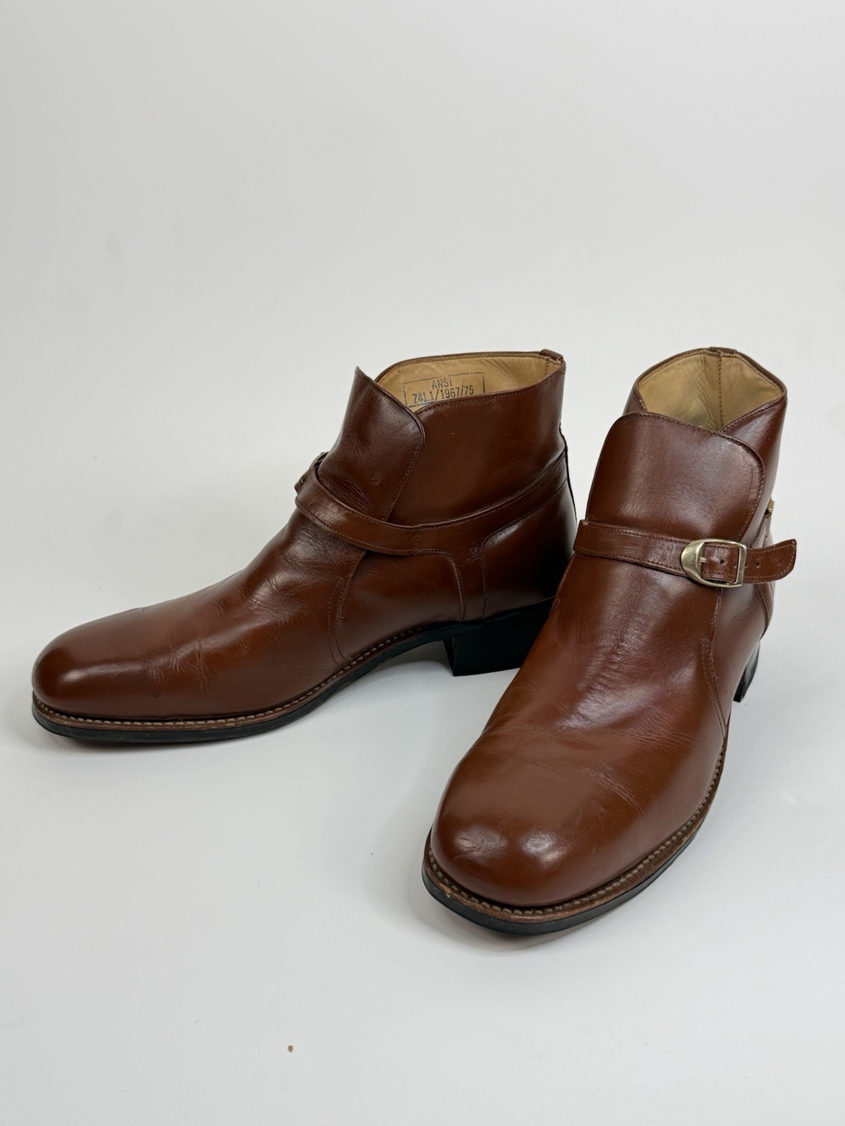 Vintage Bostonian Iron Age Steel Toe Boots Mens Size 11 Brown Leather Monk Strap