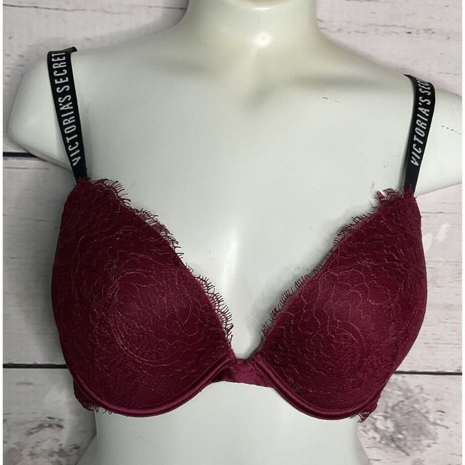 Victoria’s Secret Very Sexy Burgundy Lace Padded Push Up Bra Women 32D Sri Lanka