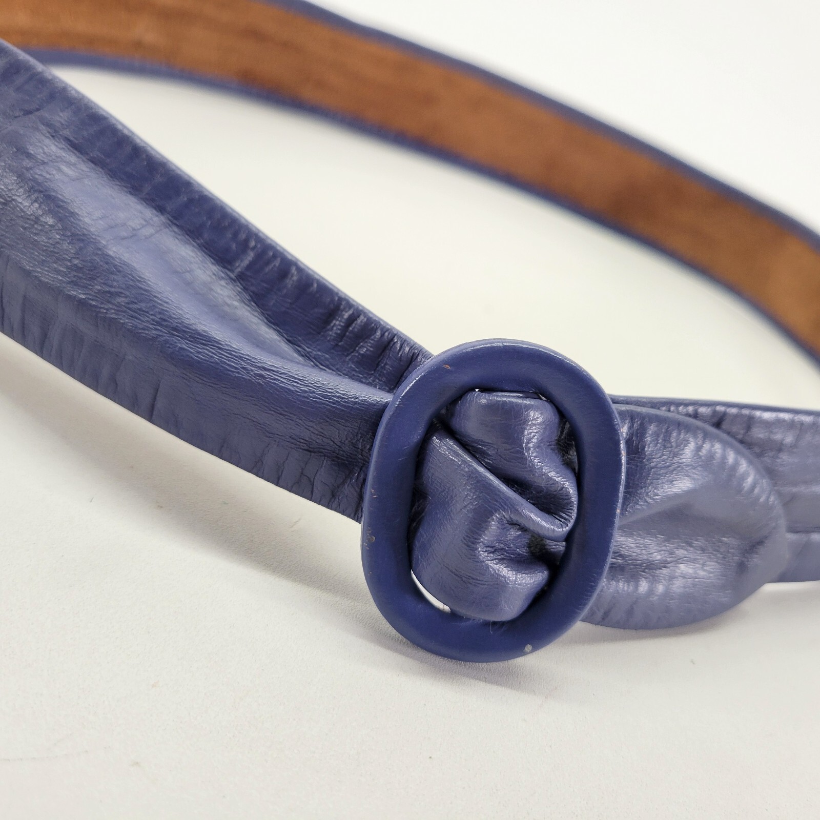 Vintage Leather Belt 30 32 34 Cornflower Blue