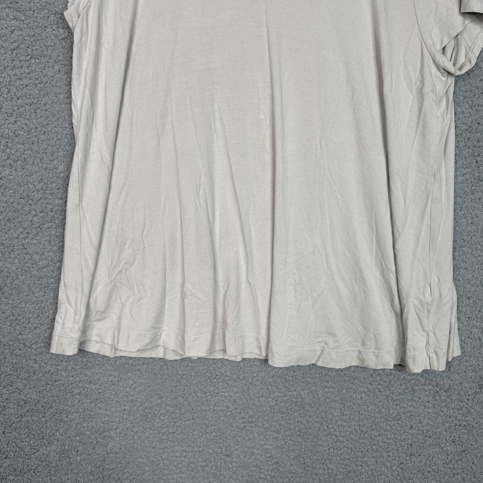 Alembika Tunic Top Size 3 L XL Beige Black Trim Jersey Knit Relaxed Stretch