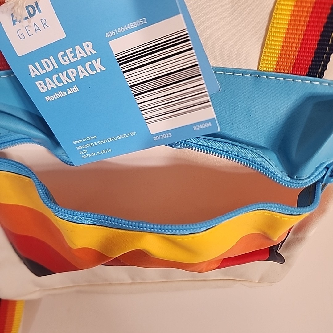 ALDI Gear Backpack Cream Rainbow 09-2023 Release Padded Laptop Inner Sleeve NEW