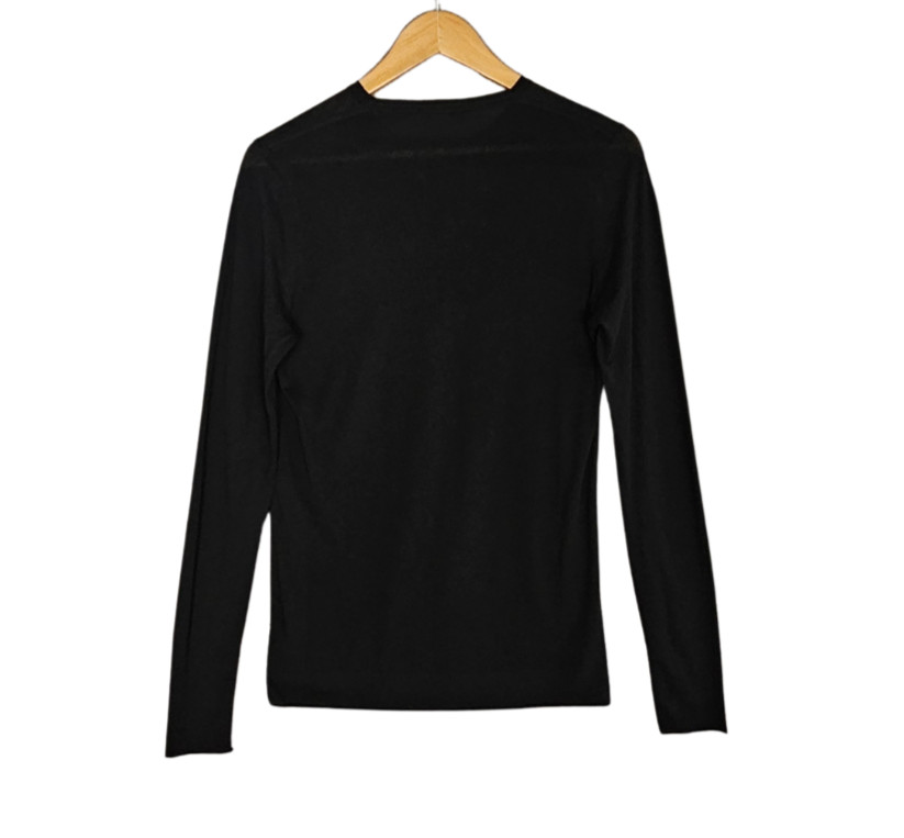 Skin 100% Pima Cotton Long Sleeve Tee Black Tissue Thin Lightweight Womens 2