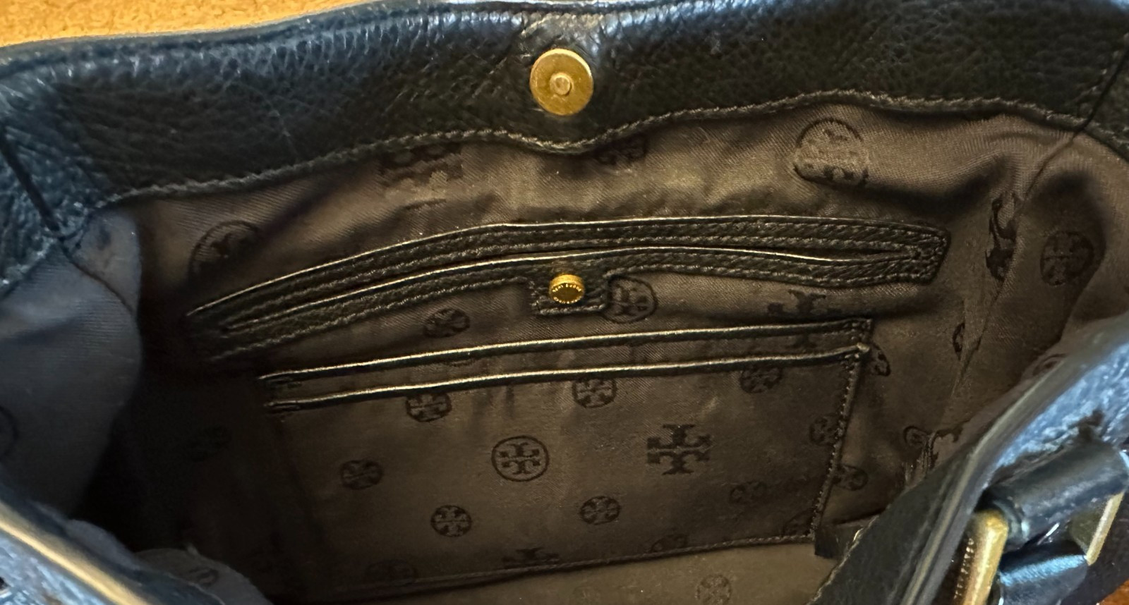 Tory Burch Frances Black Pebbled Leather Satchel/Handbag/Tote/Crossbody Purse