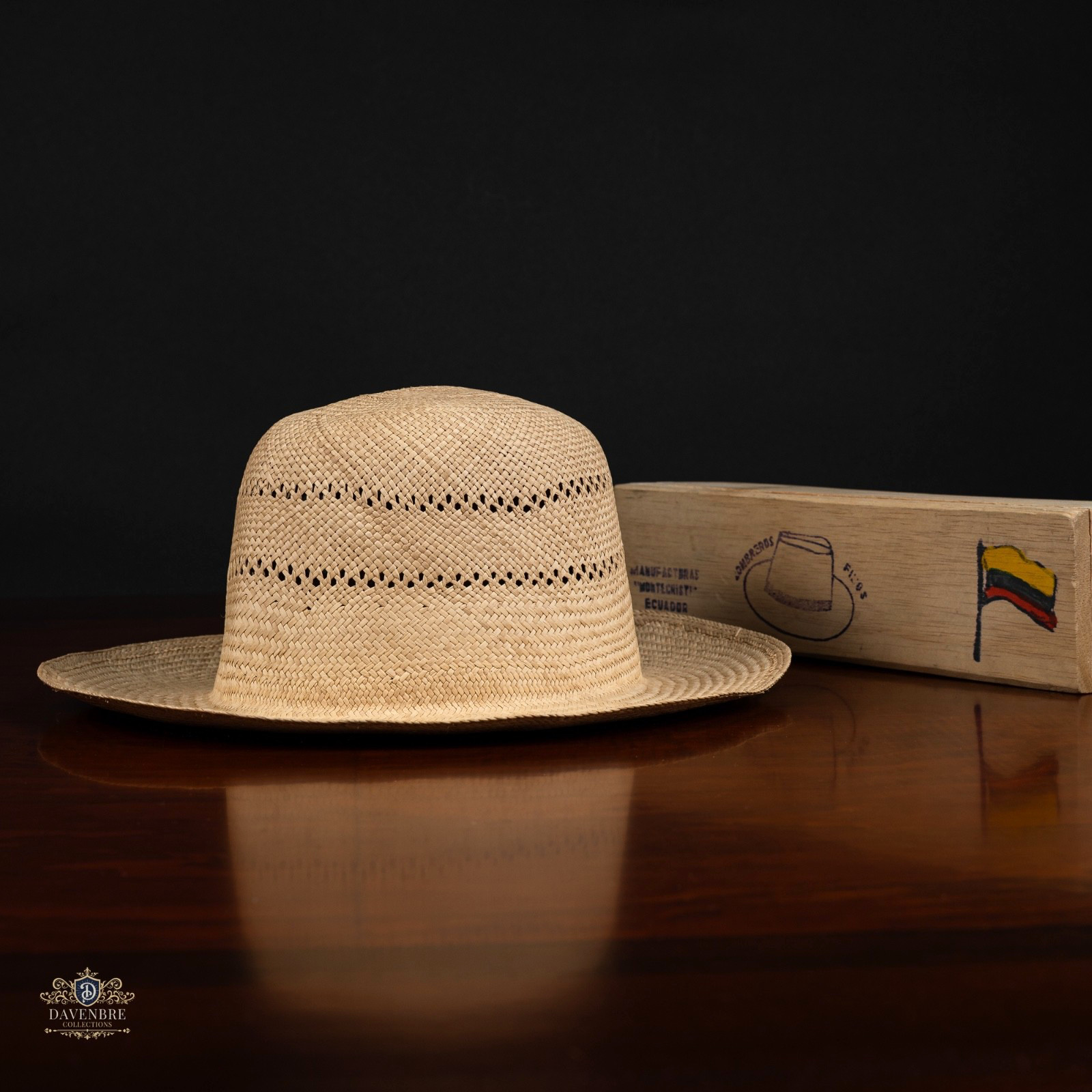 Rollable Montecristi Toquilla Palm Straw Panama Hat Natural Blocked 7 1/4