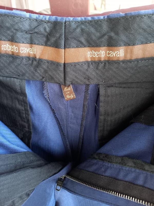 Men Roberto Cavalli Trousers Navy Linen Wool 29 /