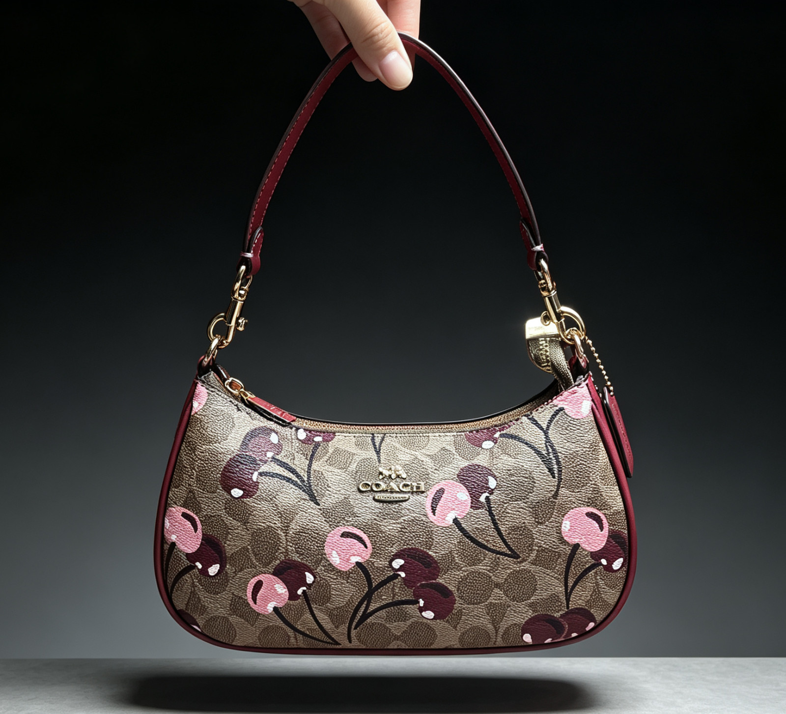 Coach Women’s Classic Teri Cherry Canvas Monogram Shoulder/Crossbody Bag New