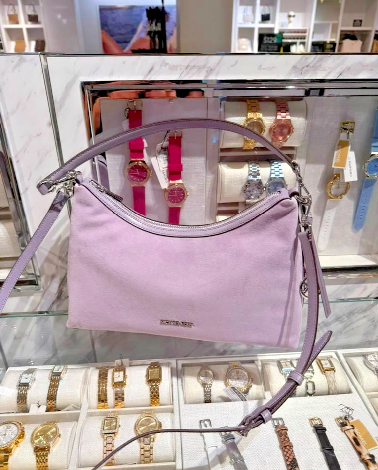 Michael Kors Sammy Lady Medium Bonded Leather Handbag Purse Shoulder Bag Lilac