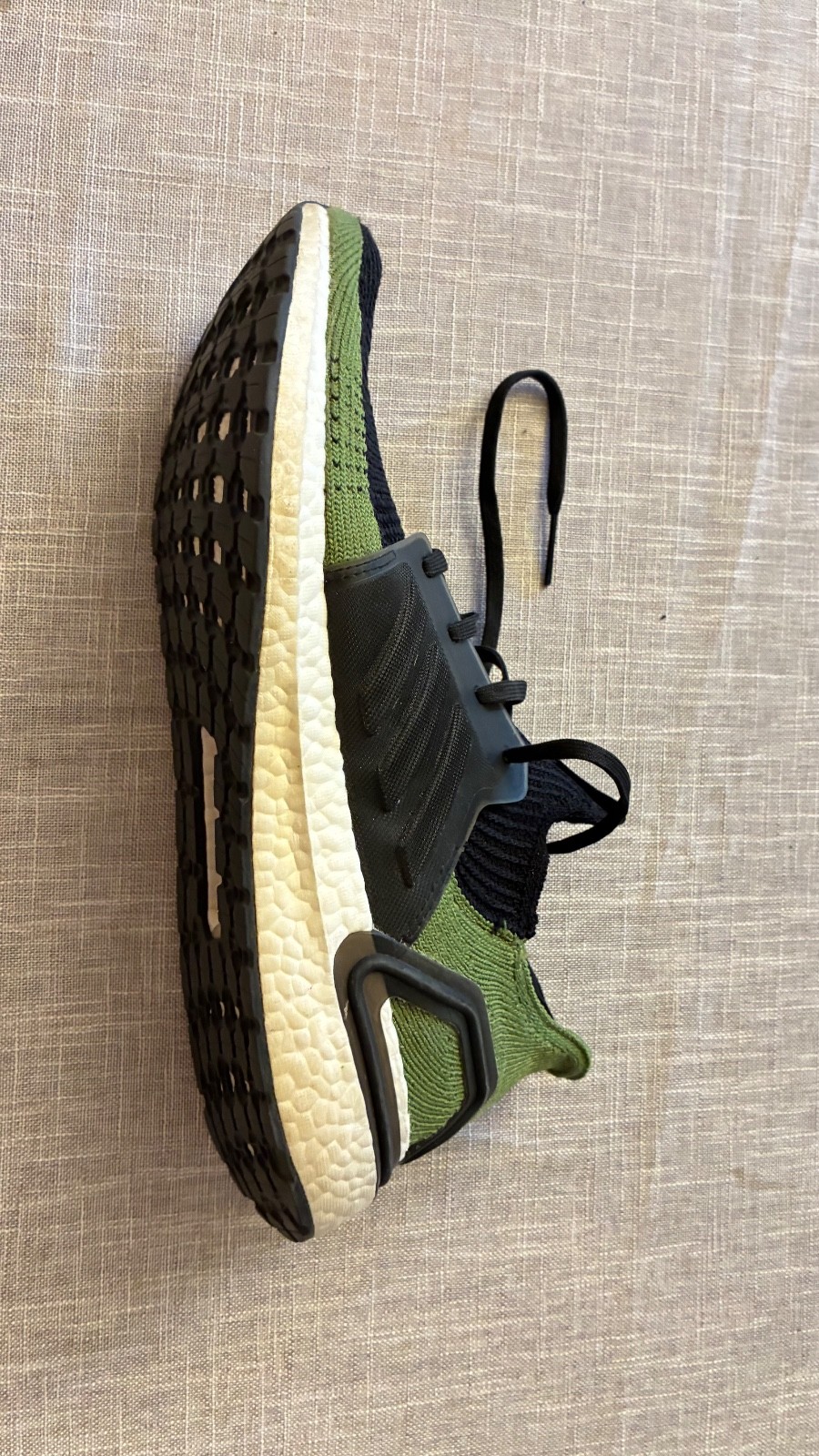 Size 12 – Men’s adidas UltraBoost 19 Black Tech Olive Green (Used – Good)
