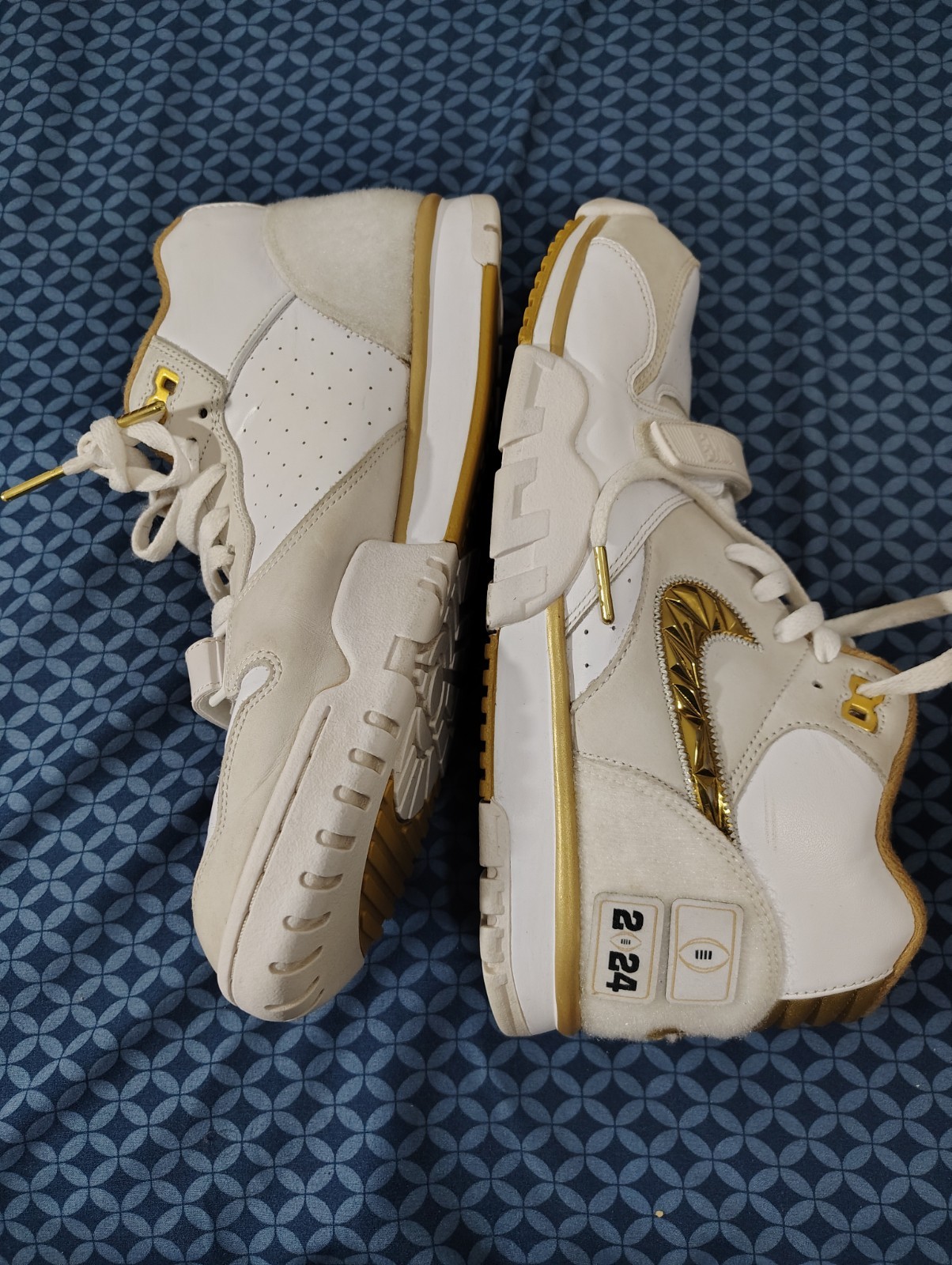 Nike Air Trainer 1 CFP Pack Mid Top Lace Up Strap Leather White/Gold FJ6196-100