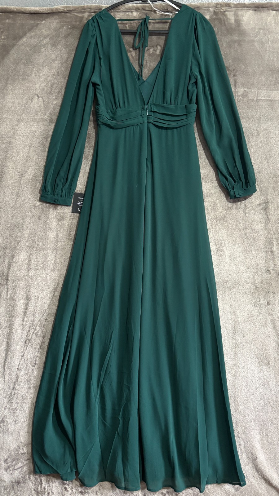 Lulus Talk About Divine Backless Maxi Dress Womens Hunter Green Plunging V-Neck